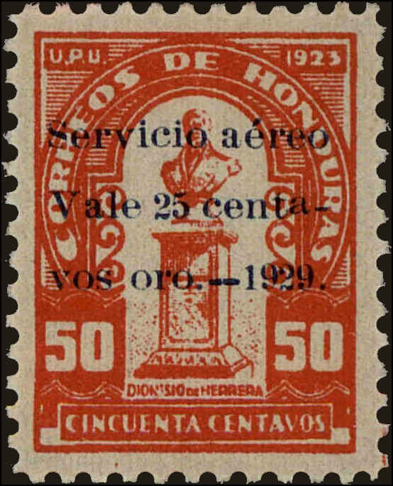 Front view of Honduras C14 collectors stamp
