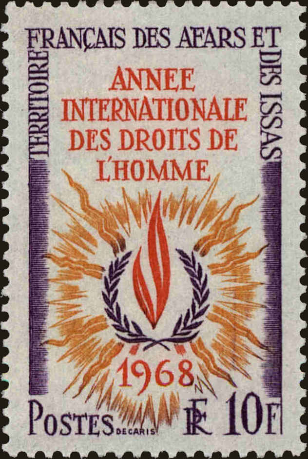 Front view of Afars and Issas 322 collectors stamp