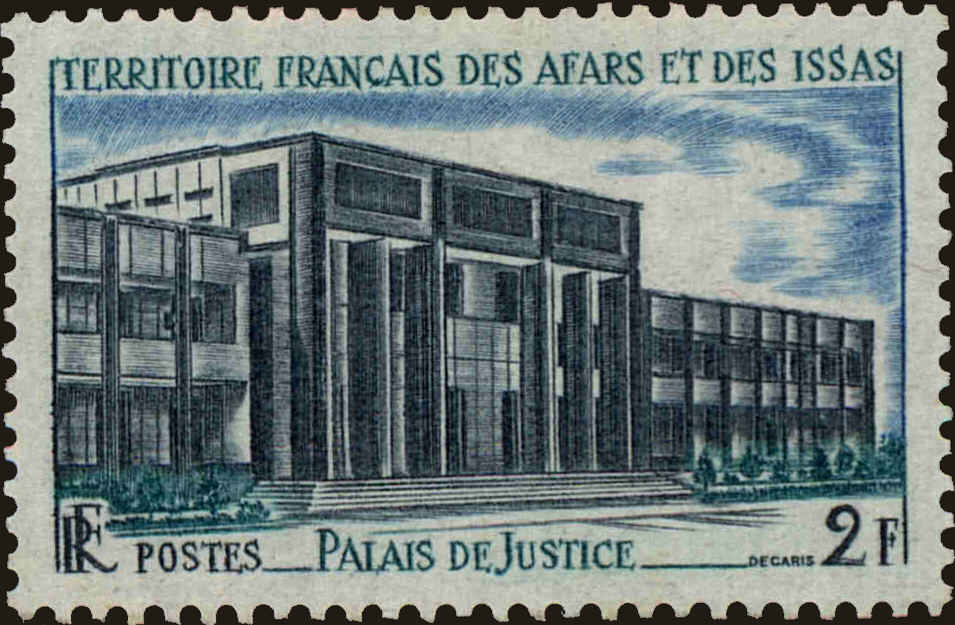 Front view of Afars and Issas 325 collectors stamp