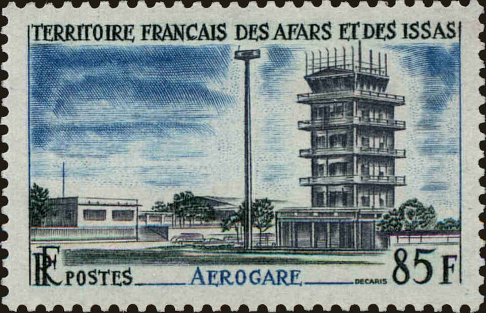 Front view of Afars and Issas 333 collectors stamp