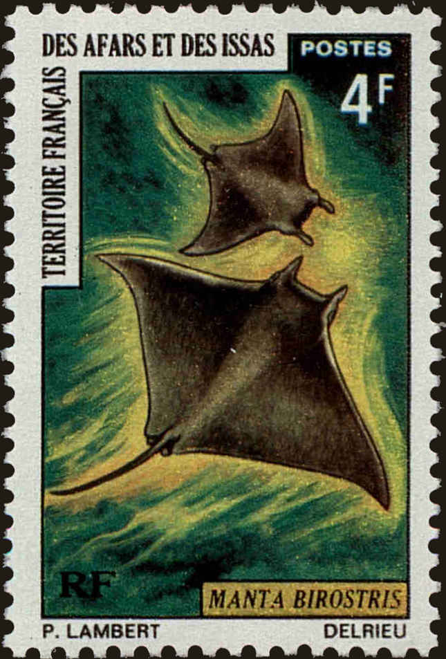 Front view of Afars and Issas 353 collectors stamp