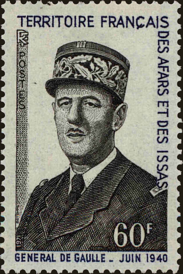 Front view of Afars and Issas 356 collectors stamp