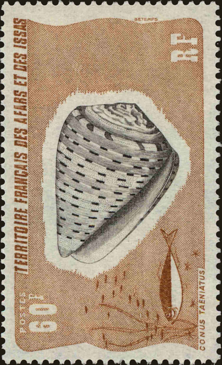 Front view of Afars and Issas 391 collectors stamp