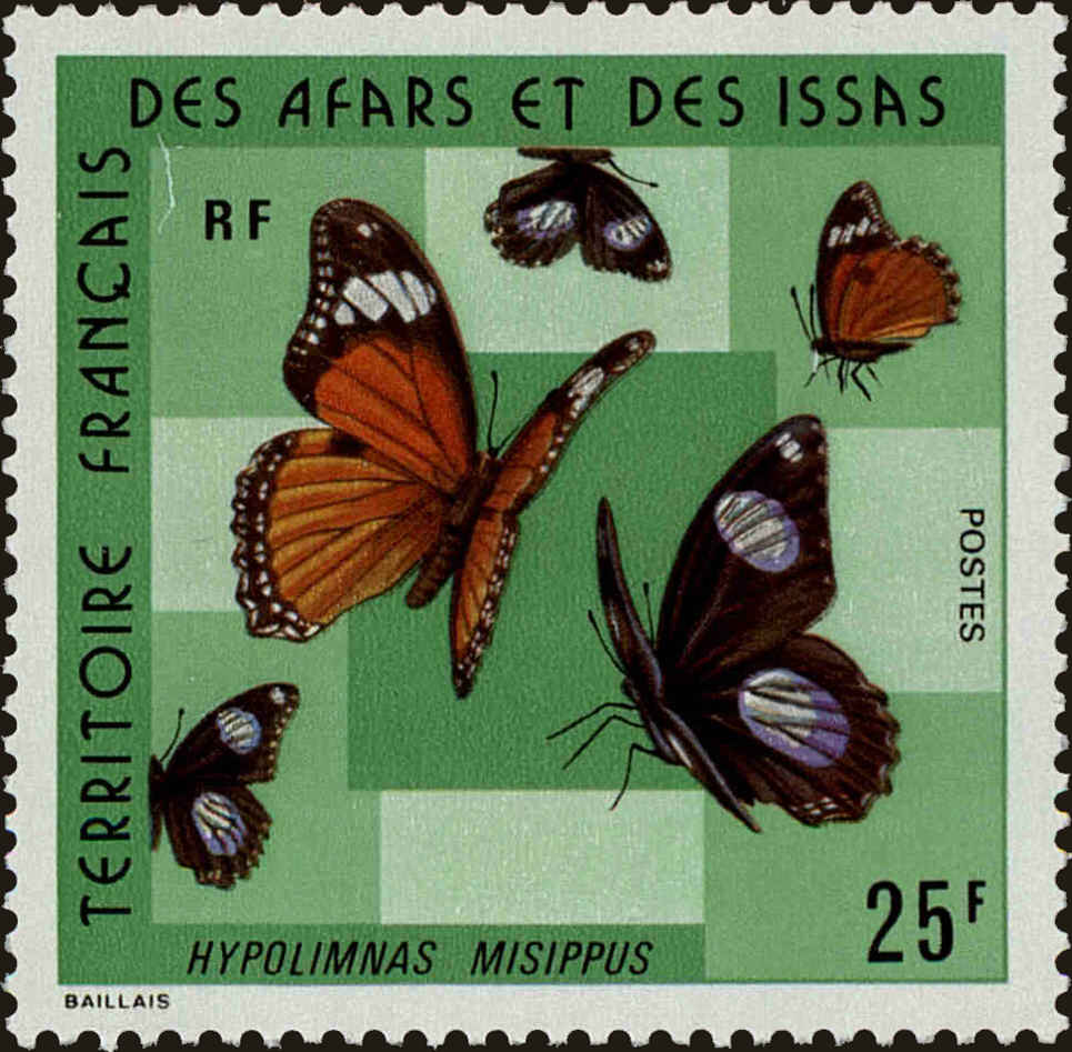 Front view of Afars and Issas 392 collectors stamp