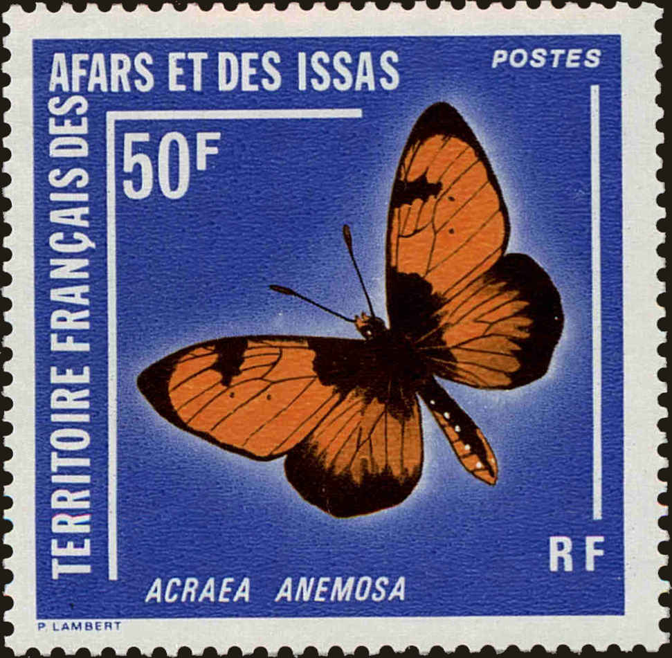 Front view of Afars and Issas 394 collectors stamp
