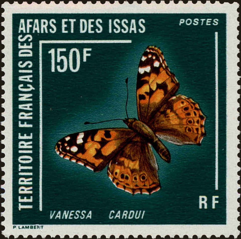 Front view of Afars and Issas 399 collectors stamp