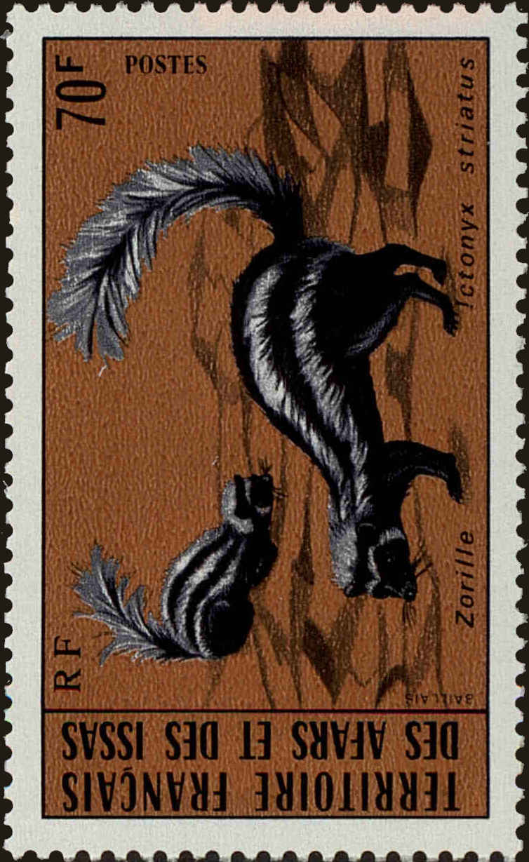Front view of Afars and Issas 406 collectors stamp