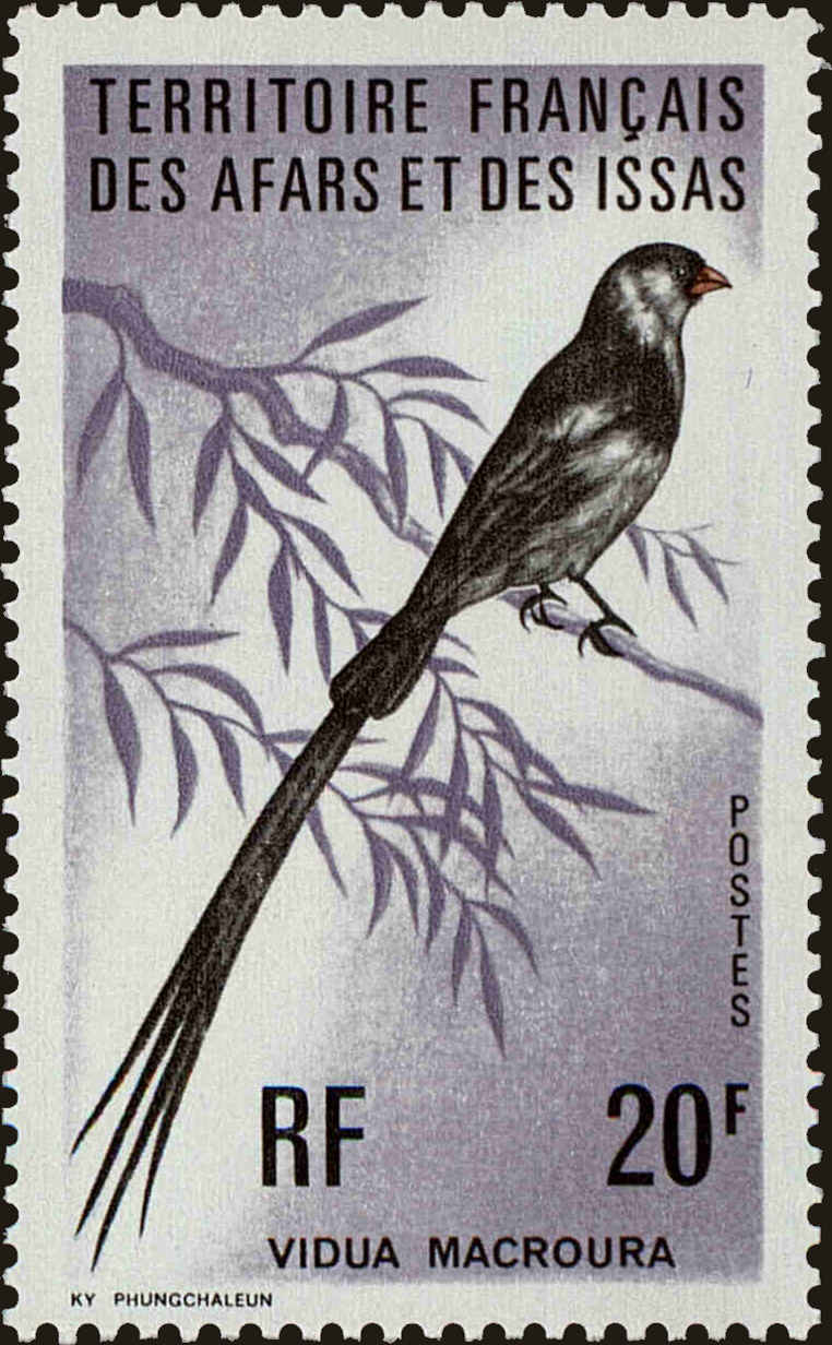 Front view of Afars and Issas 413 collectors stamp