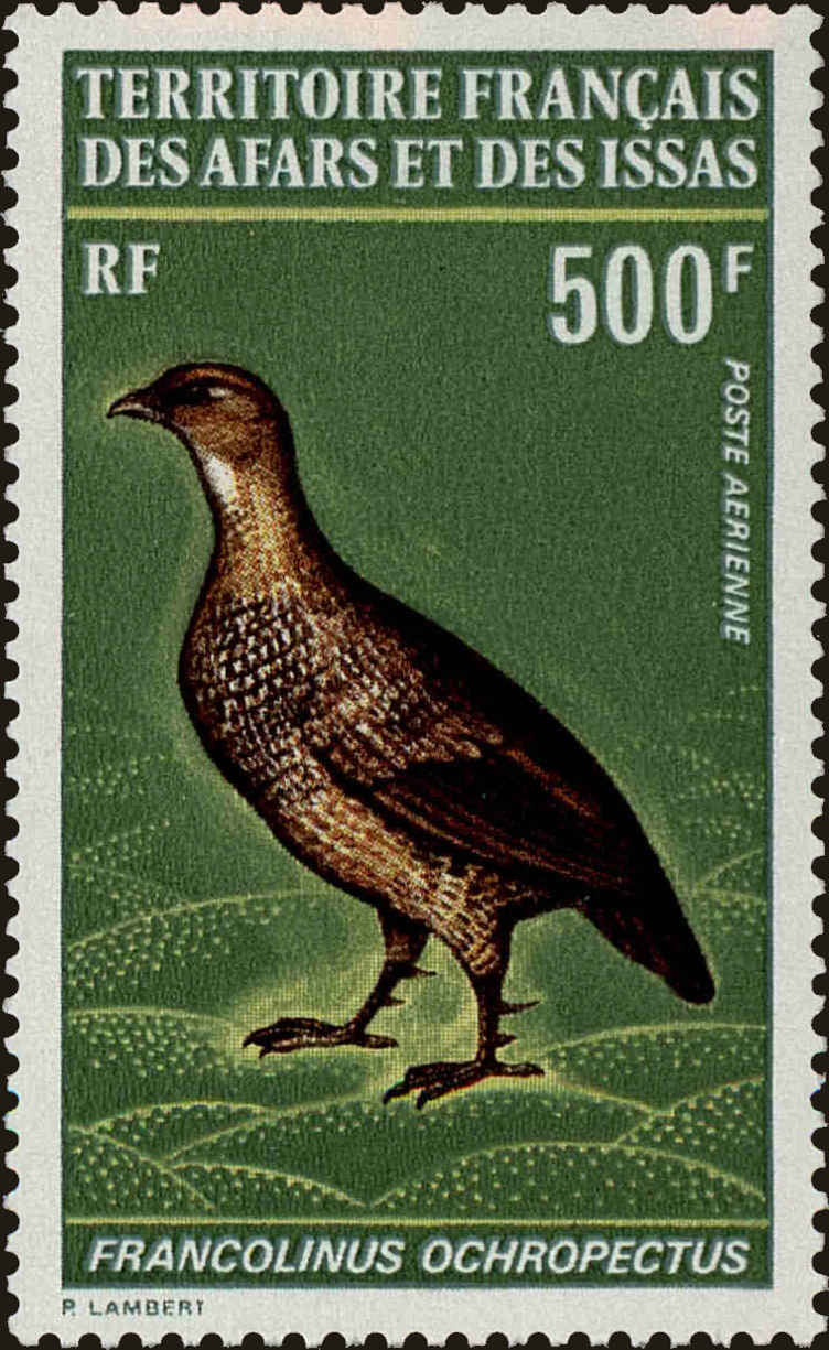 Front view of Afars and Issas C65 collectors stamp