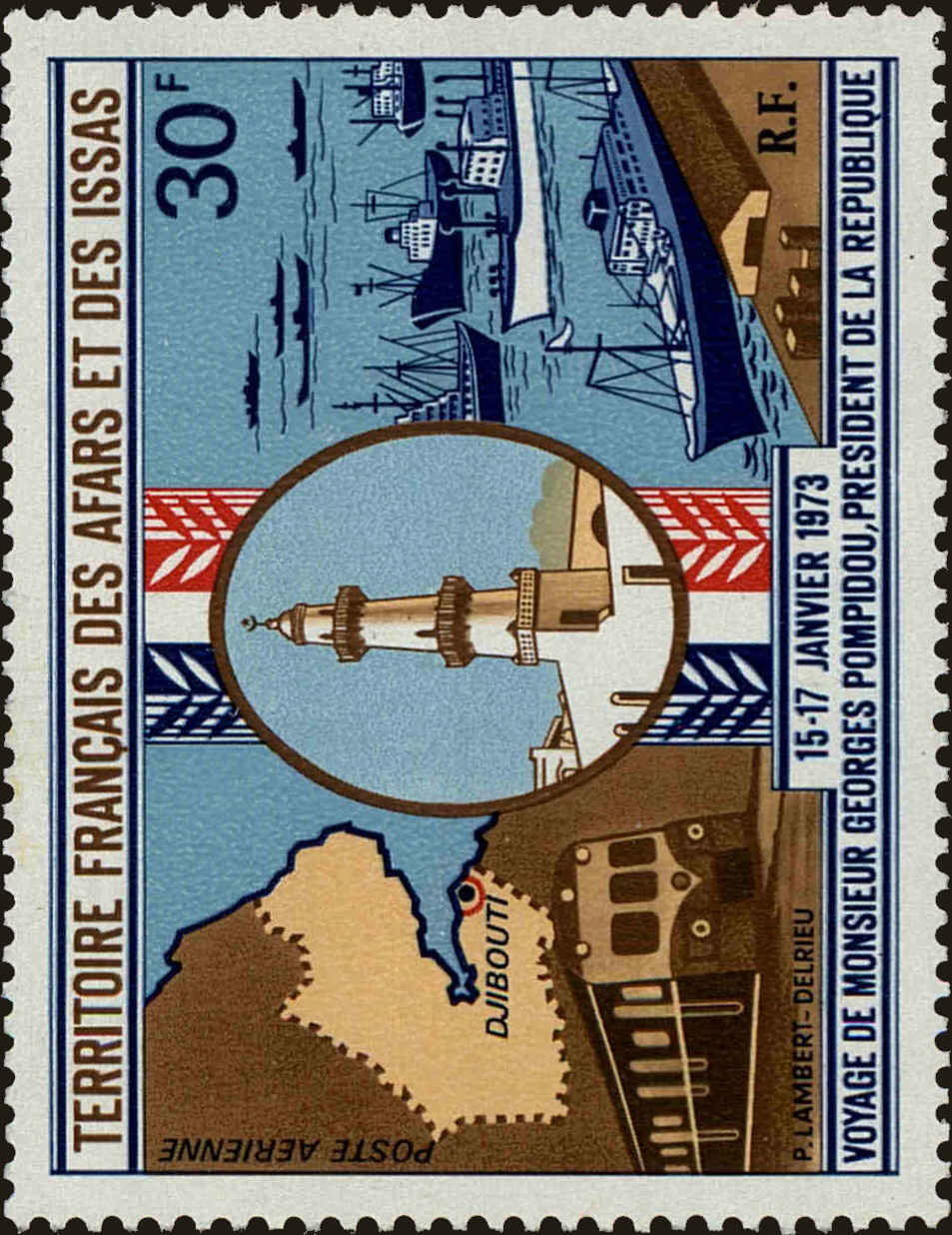 Front view of Afars and Issas C72 collectors stamp