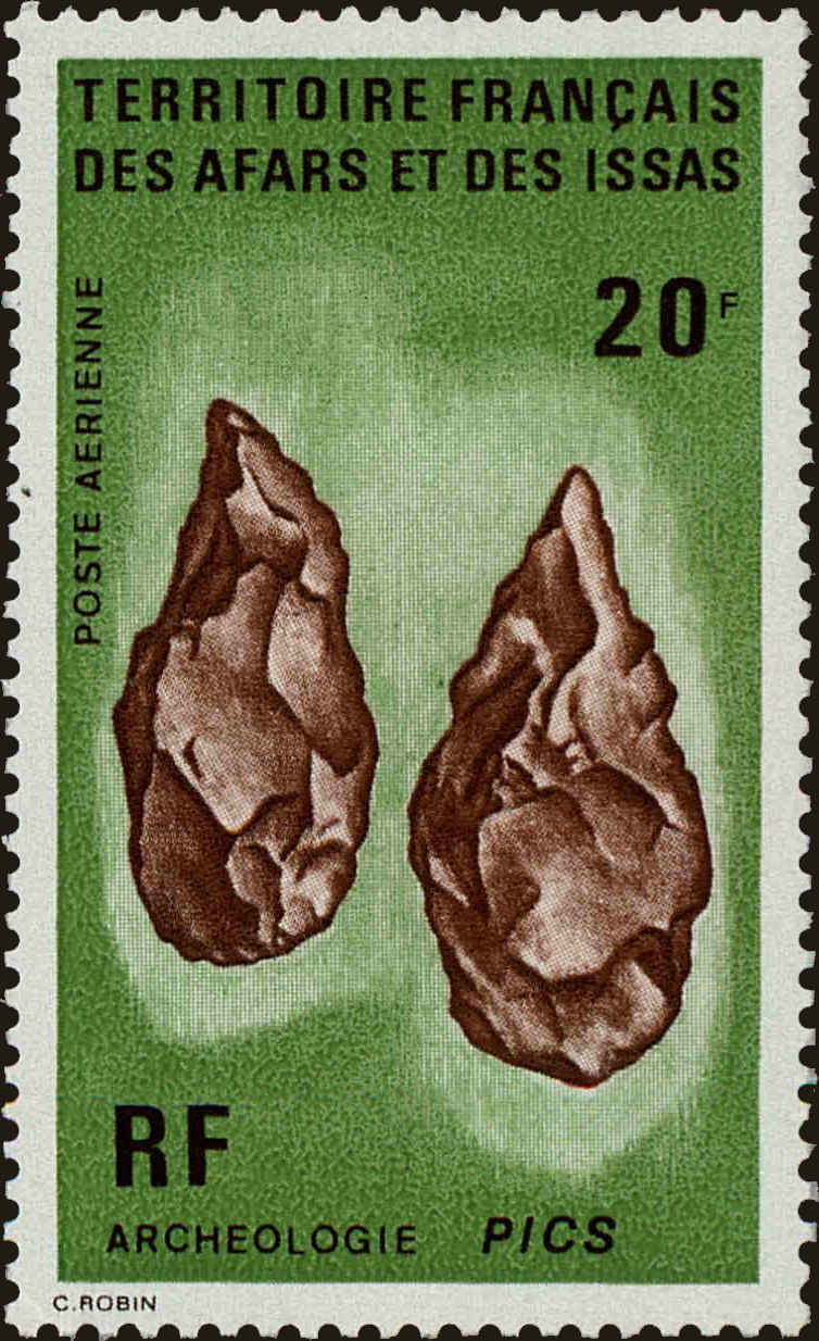 Front view of Afars and Issas C77 collectors stamp