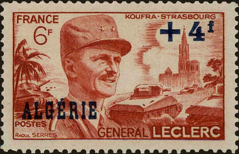 Front view of Algeria B54 collectors stamp