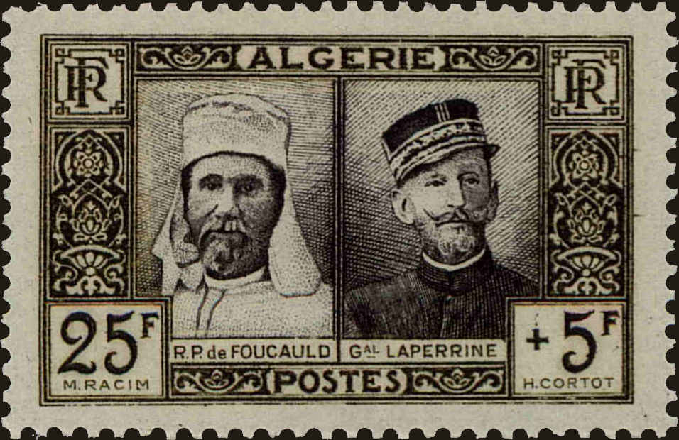 Front view of Algeria B60 collectors stamp
