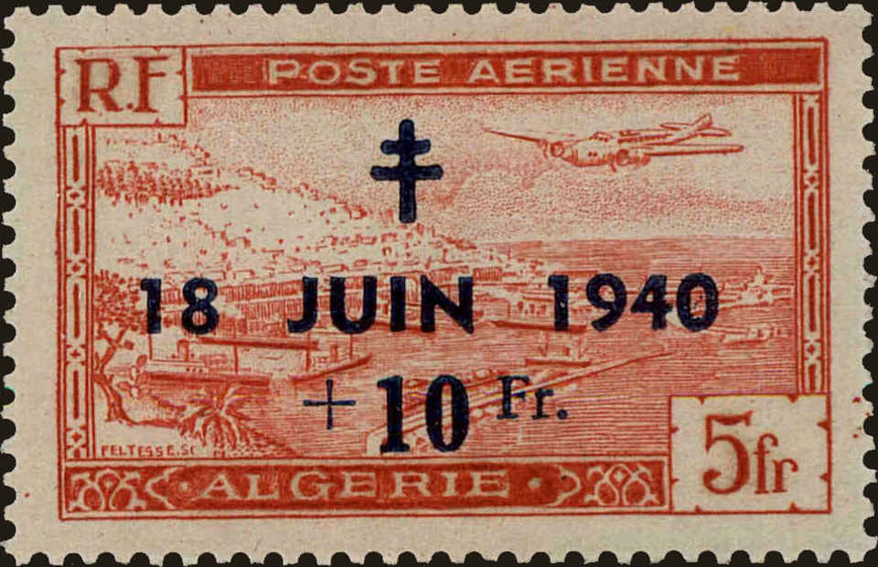 Front view of Algeria CB2 collectors stamp