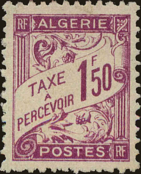 Front view of Algeria J28 collectors stamp