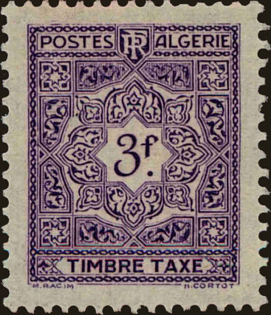 Front view of Algeria J40 collectors stamp