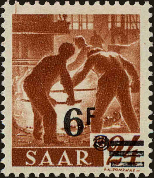 Front view of Saar 182 collectors stamp