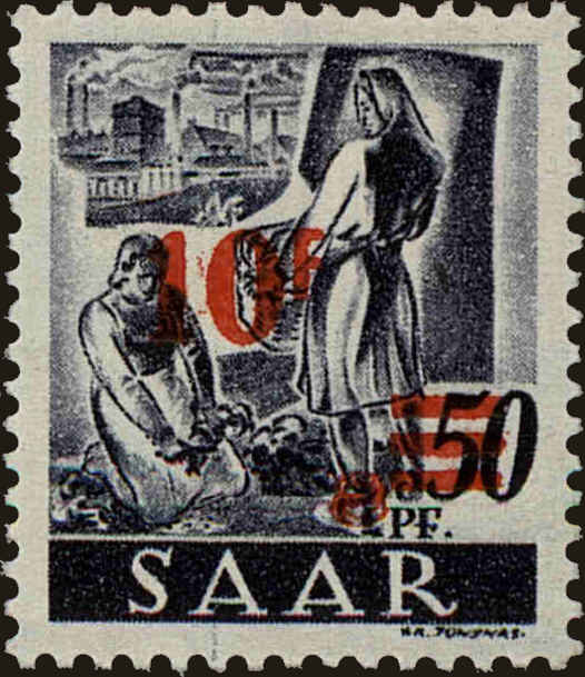 Front view of Saar 184 collectors stamp