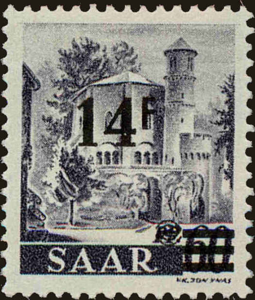 Front view of Saar 185 collectors stamp