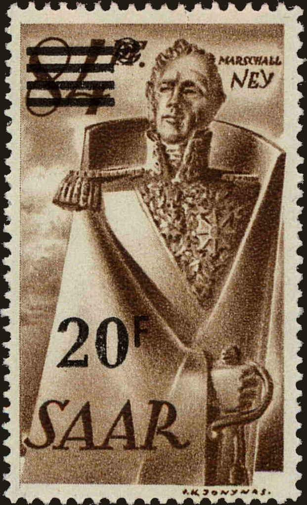 Front view of Saar 186 collectors stamp