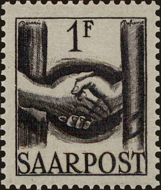 Front view of Saar 190 collectors stamp