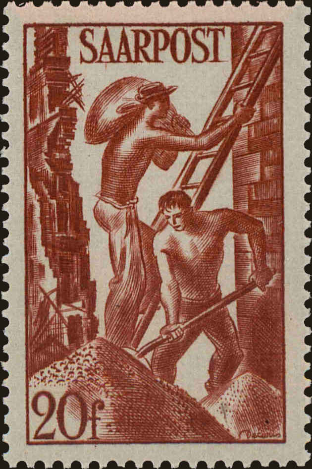 Front view of Saar 199 collectors stamp