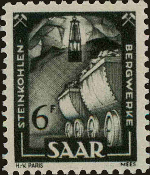 Front view of Saar 209 collectors stamp
