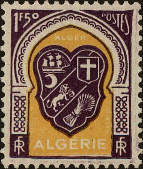 Front view of Algeria 214 collectors stamp