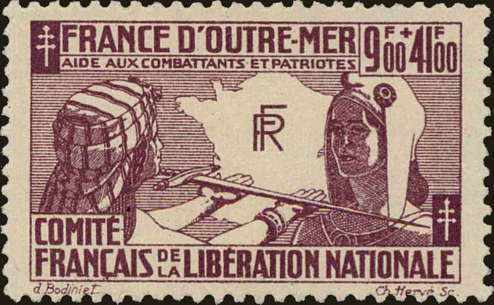 Front view of French Colonies General Issue B2 collectors stamp
