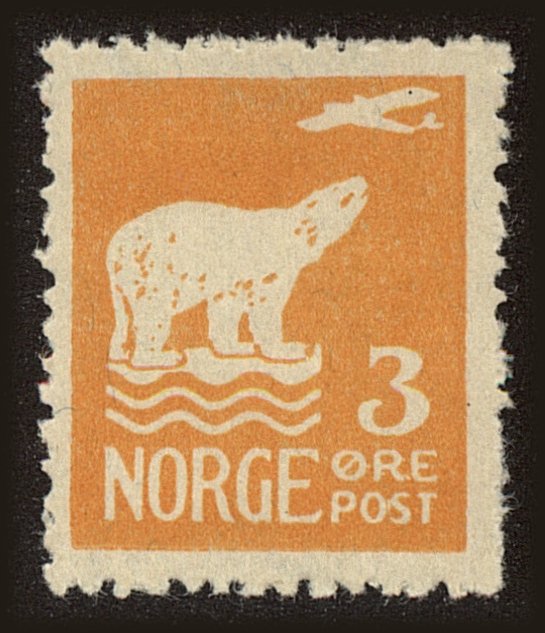 Front view of Norway 105 collectors stamp