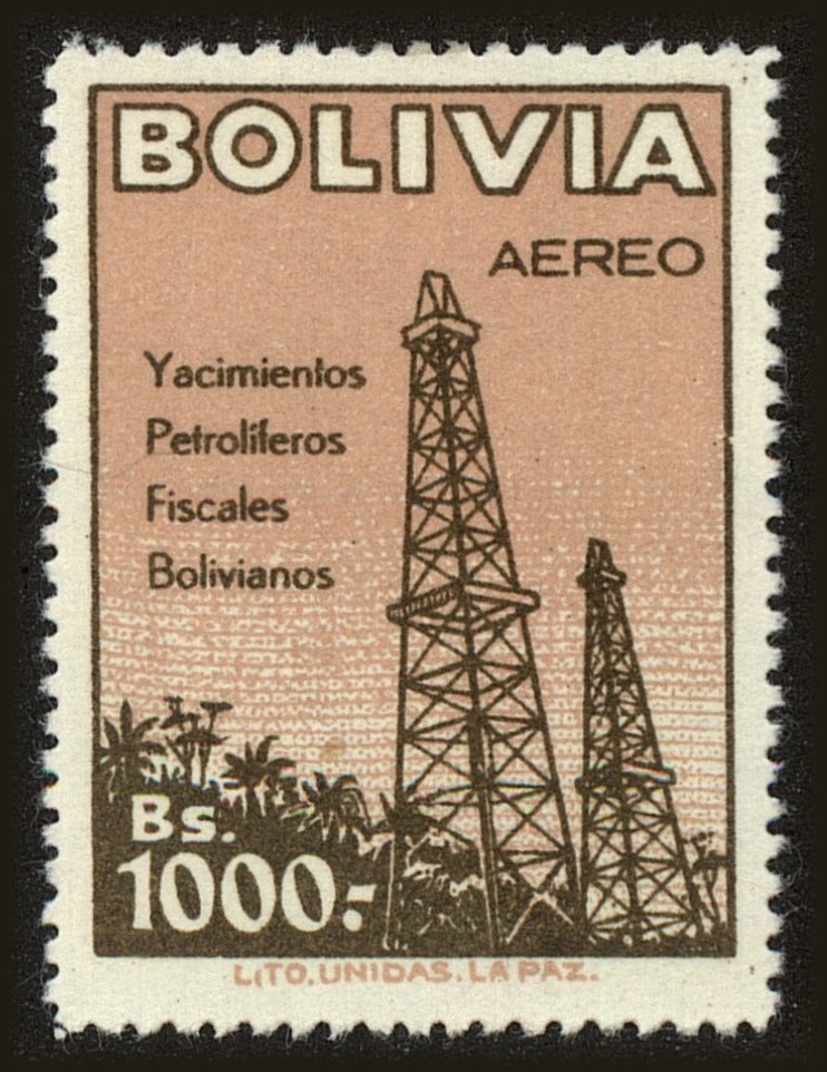 Front view of Bolivia C186 collectors stamp