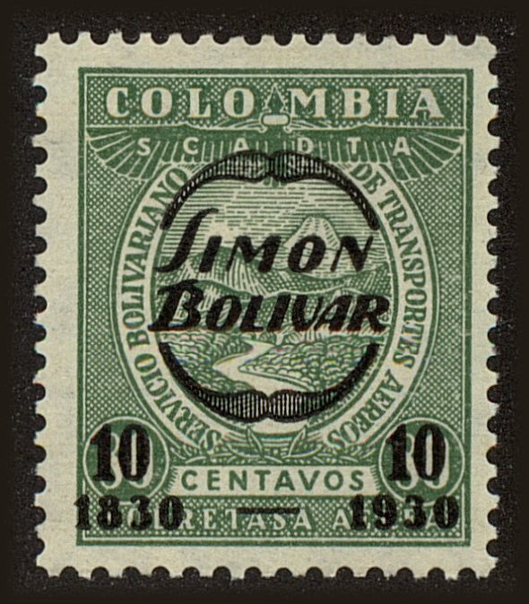 Front view of Colombia C80 collectors stamp