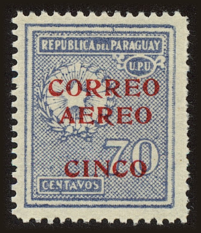Front view of Paraguay C30 collectors stamp