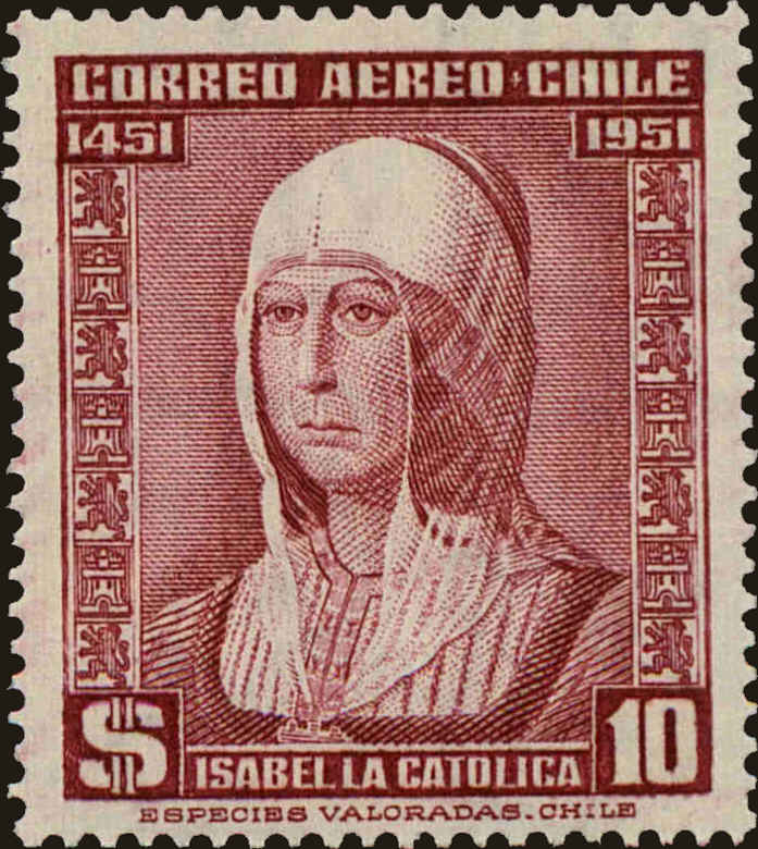 Front view of Chile C166 collectors stamp