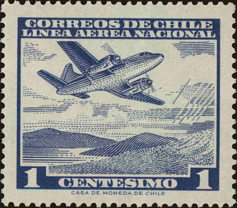 Front view of Chile C227 collectors stamp
