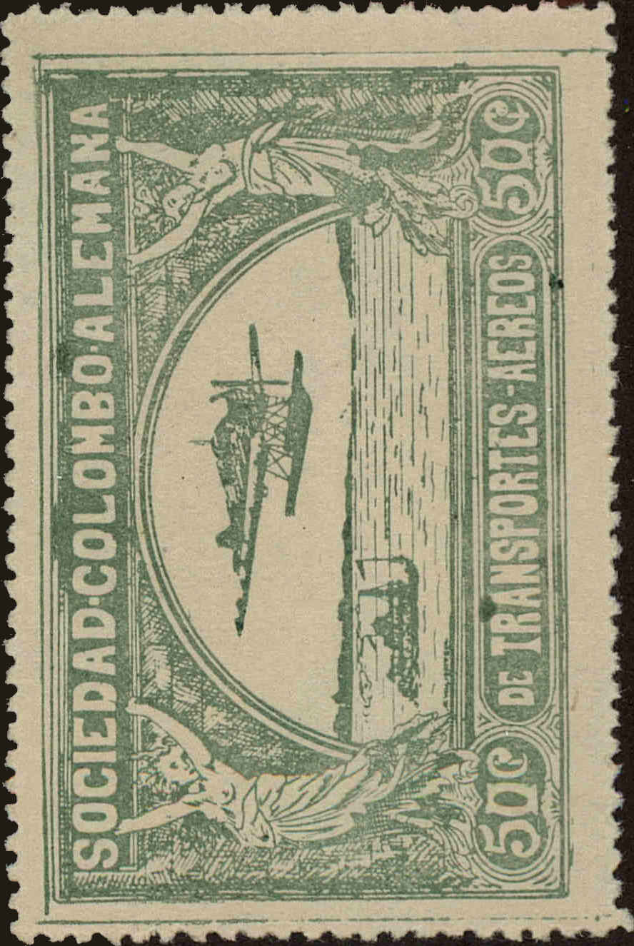 Front view of Colombia C16 collectors stamp