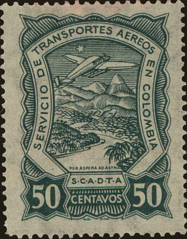 Front view of Colombia C44 collectors stamp