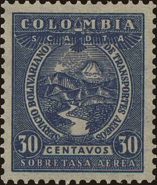 Front view of Colombia C59 collectors stamp