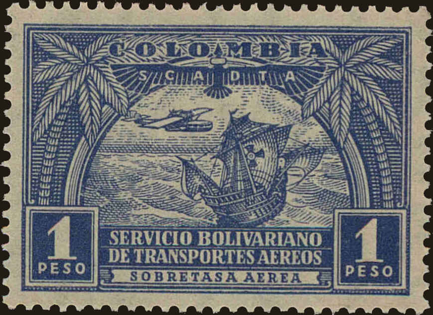 Front view of Colombia C64 collectors stamp