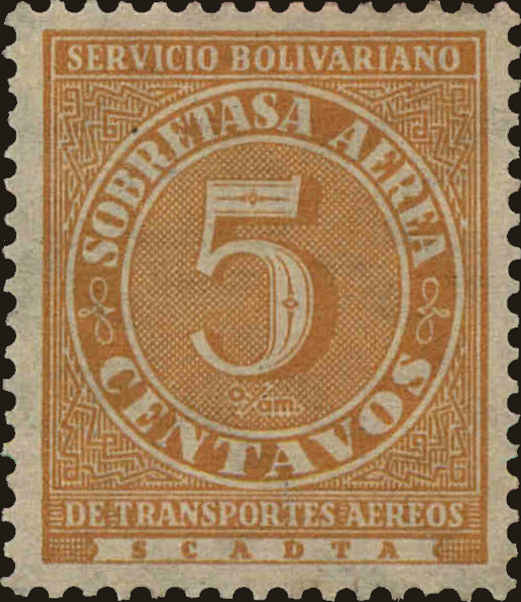 Front view of Colombia C68 collectors stamp