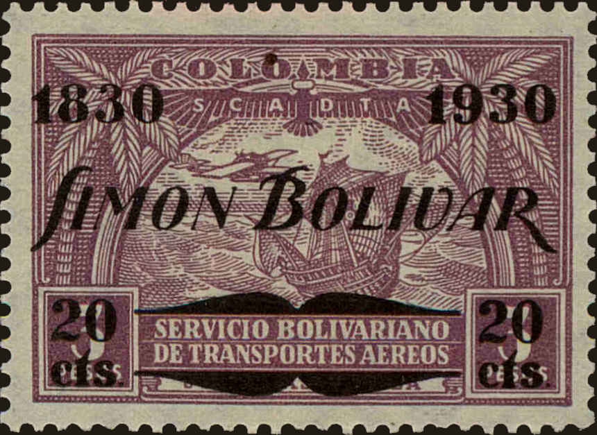 Front view of Colombia C81 collectors stamp