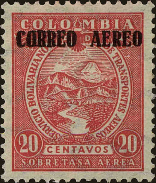 Front view of Colombia C86 collectors stamp