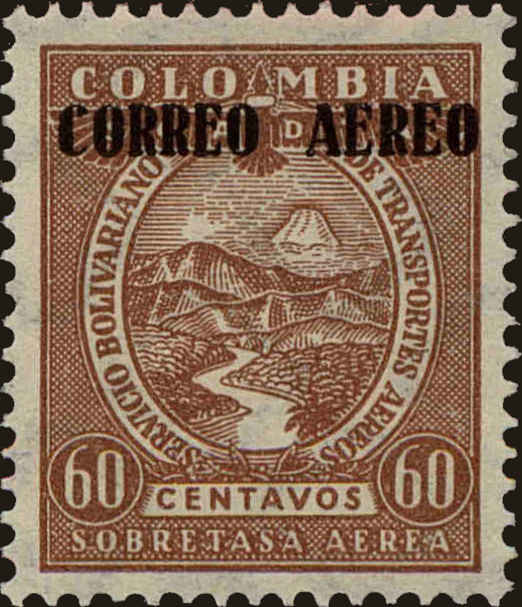 Front view of Colombia C90 collectors stamp