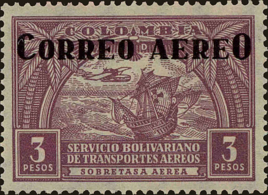 Front view of Colombia C94 collectors stamp