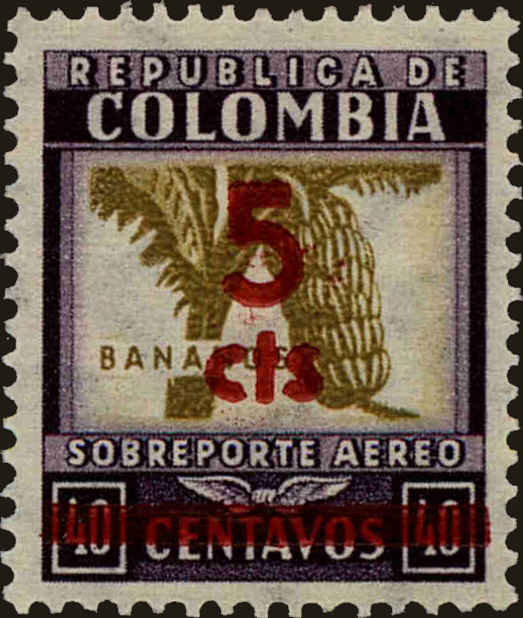 Front view of Colombia C116 collectors stamp