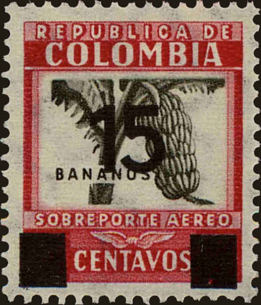 Front view of Colombia C117 collectors stamp