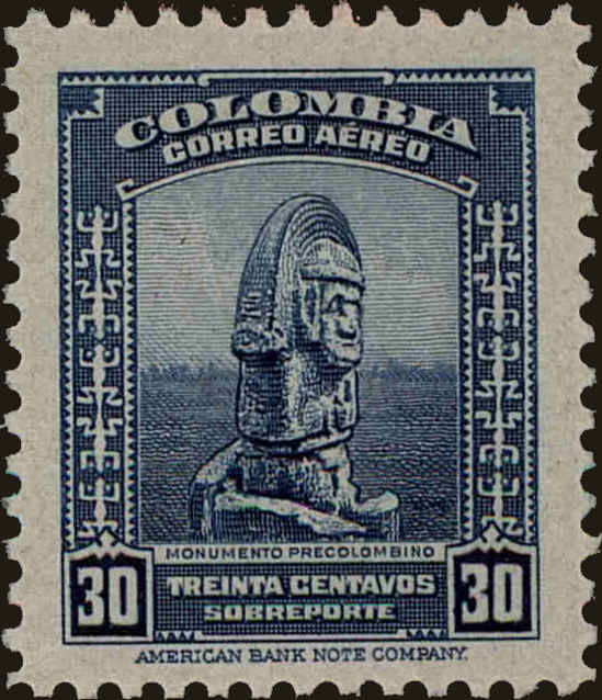 Front view of Colombia C125 collectors stamp