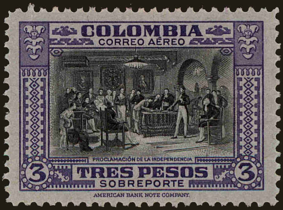 Front view of Colombia C132 collectors stamp