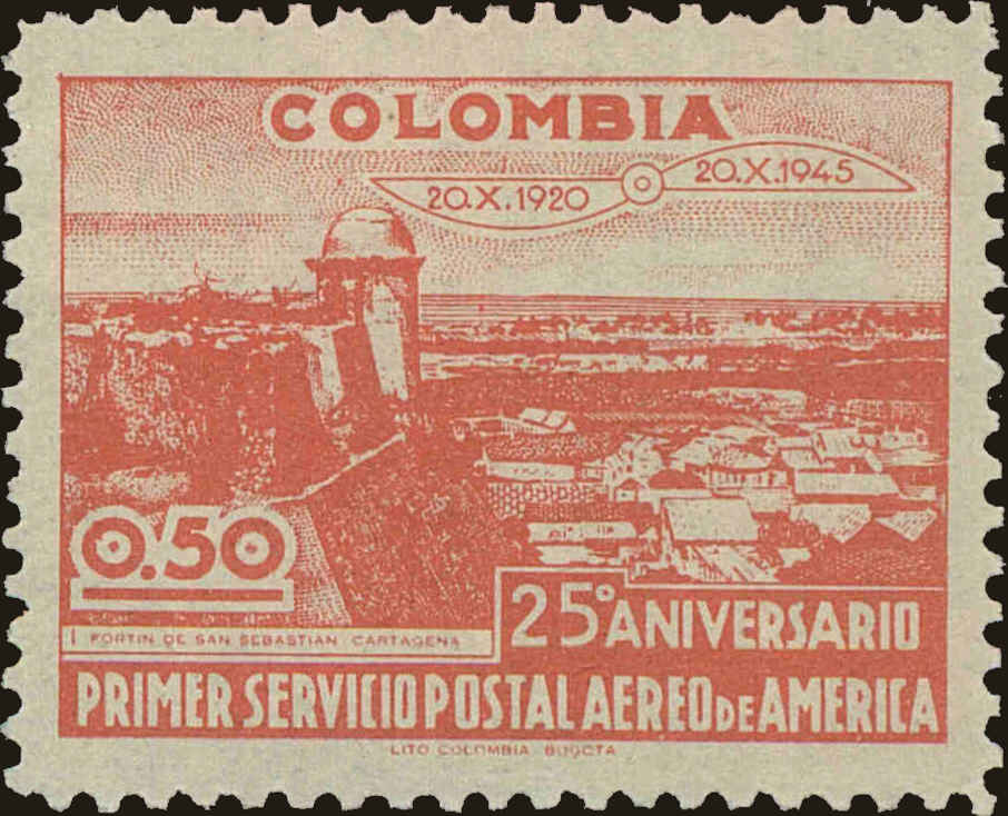 Front view of Colombia 526 collectors stamp