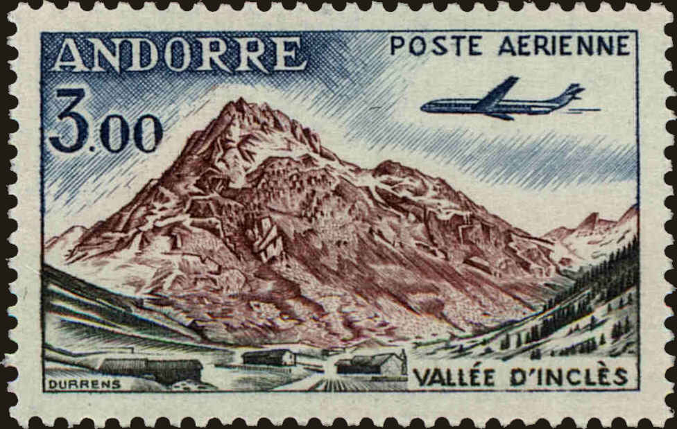 Front view of Andorra (French) C6 collectors stamp